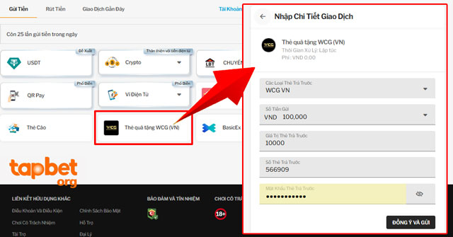 Cách nạp tiền TAPTAP với thẻ quà tặng WCG